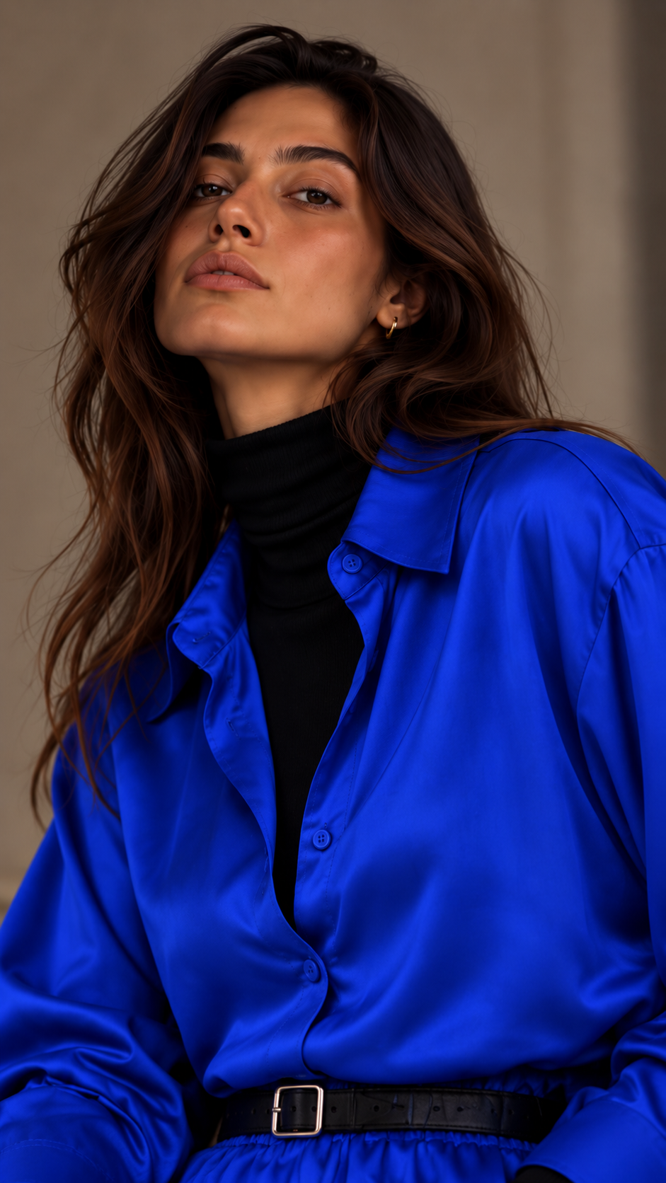 Satin Shirt — Royal Blue