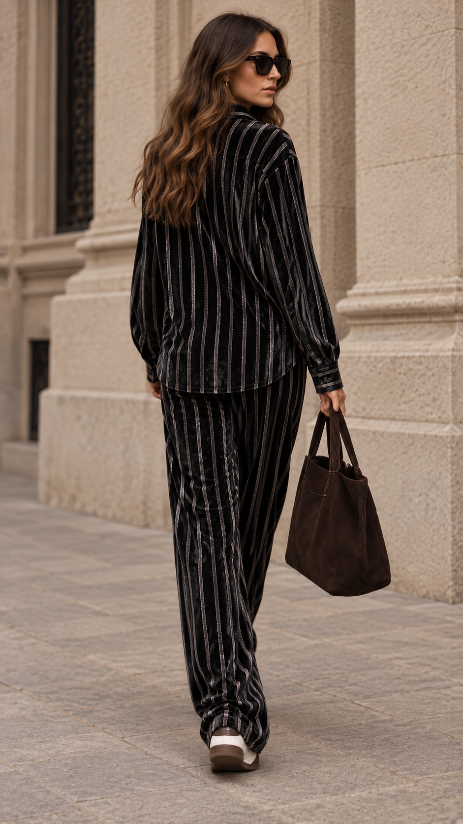 Velvet Stripe Shirt — Black