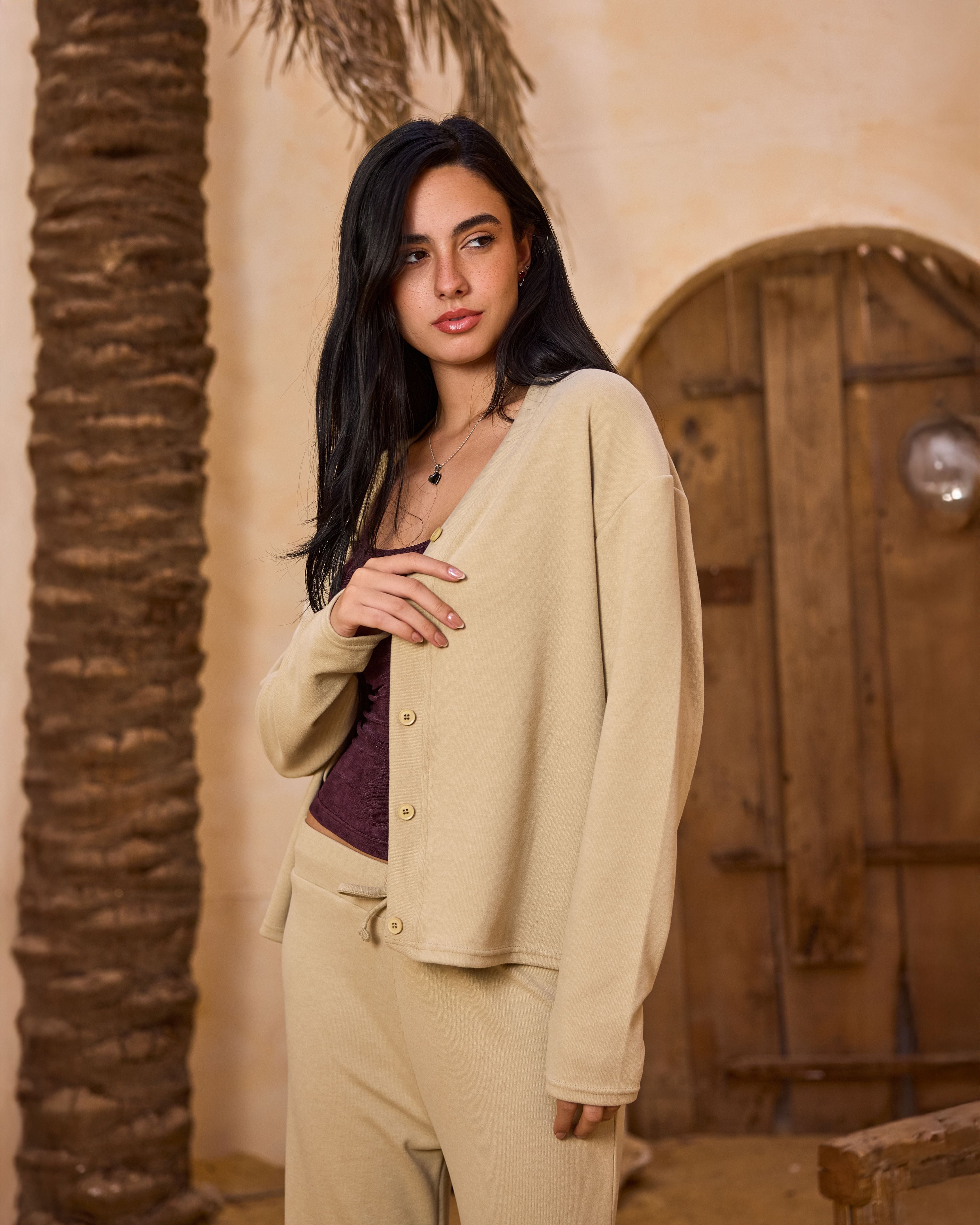 Beige knitted Cardigan