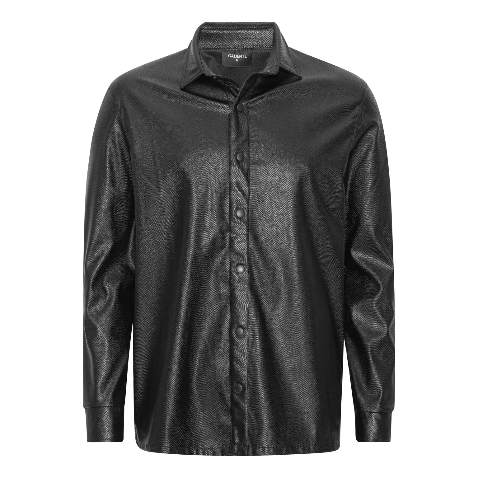 black patterned imitation leather shirt
