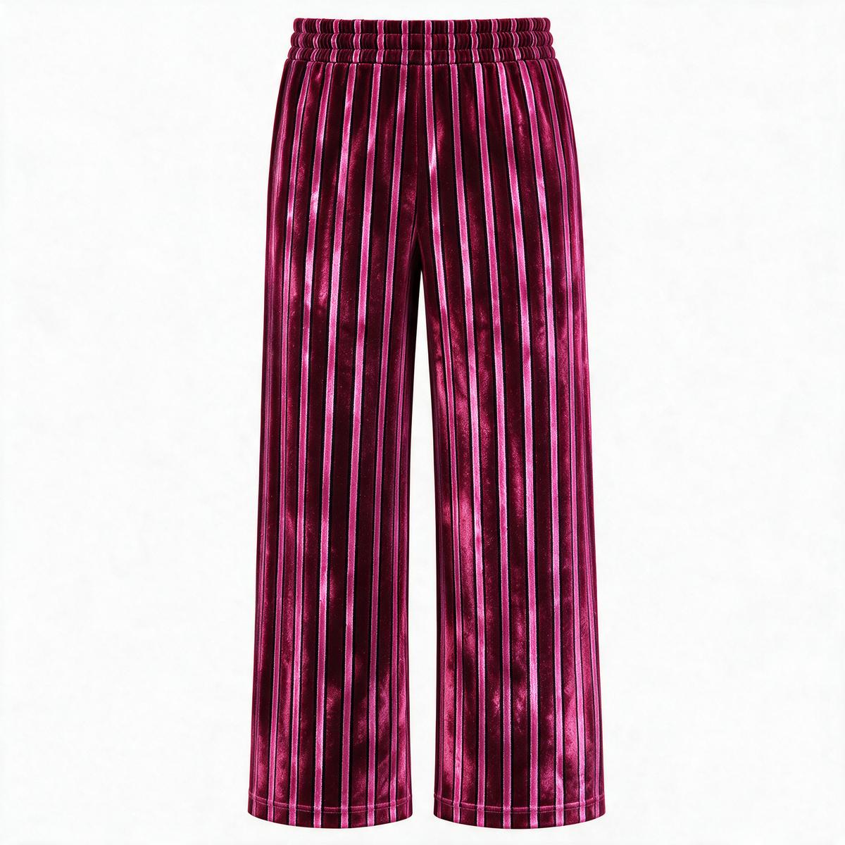 Velvet Stripe Pants — Magenta