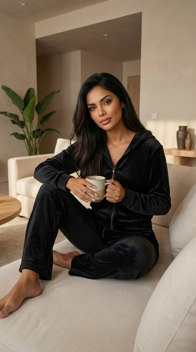 Velvet hooded cardigan