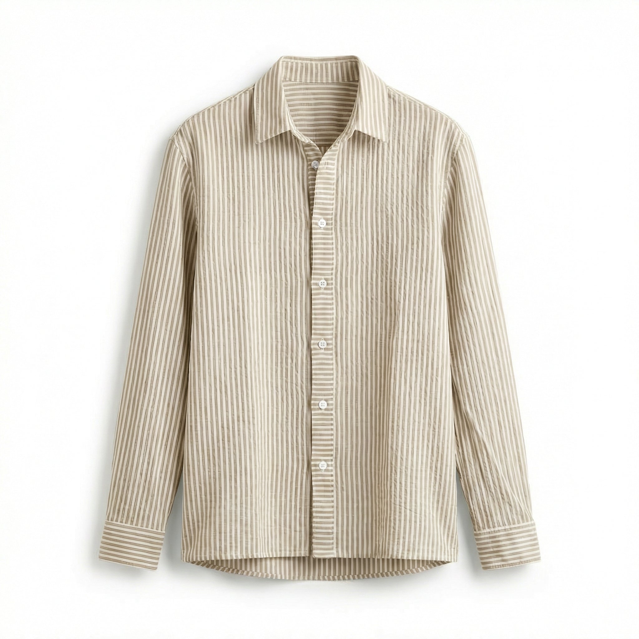 قميص قطن مخطط بني