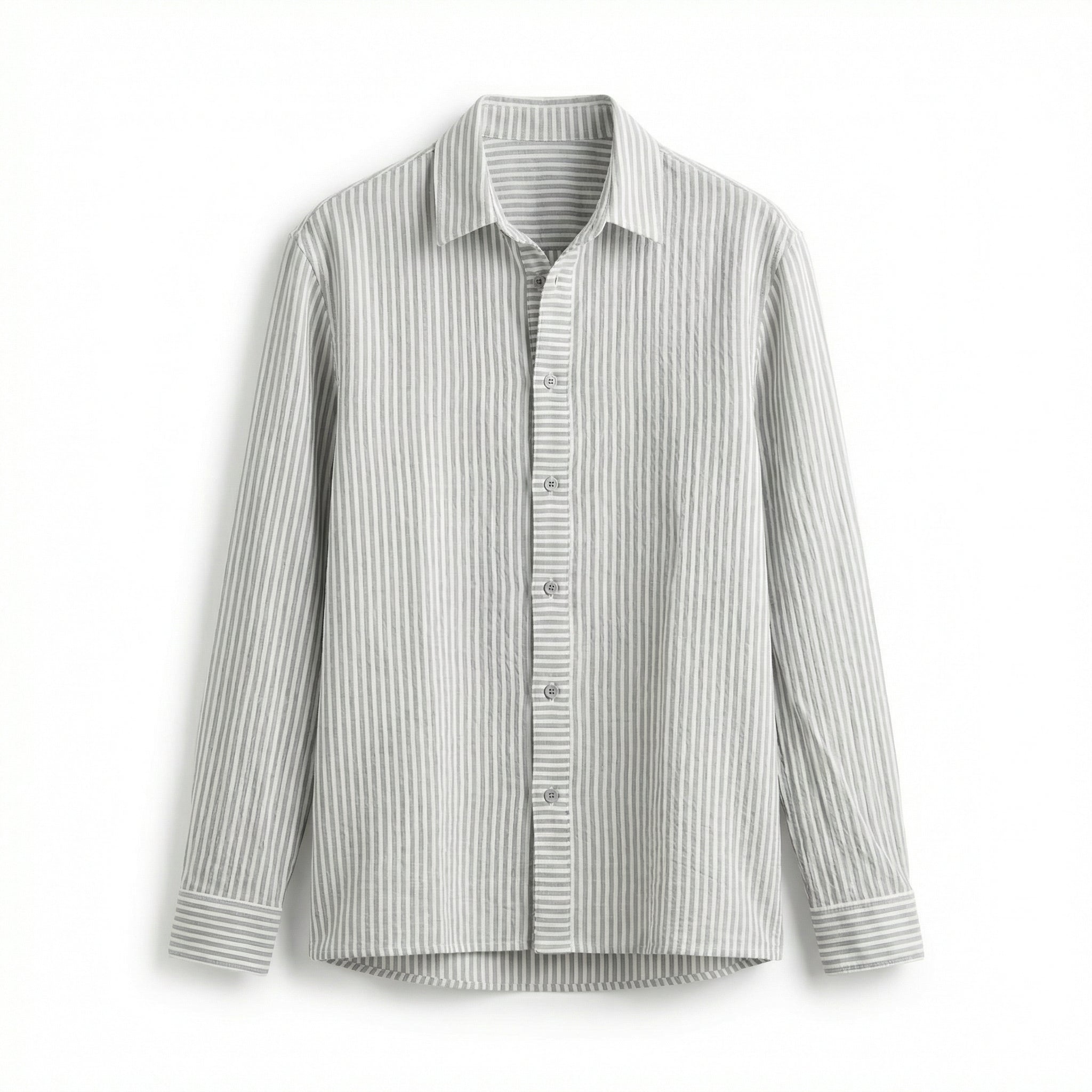 قميص قطن مخطط رمادي