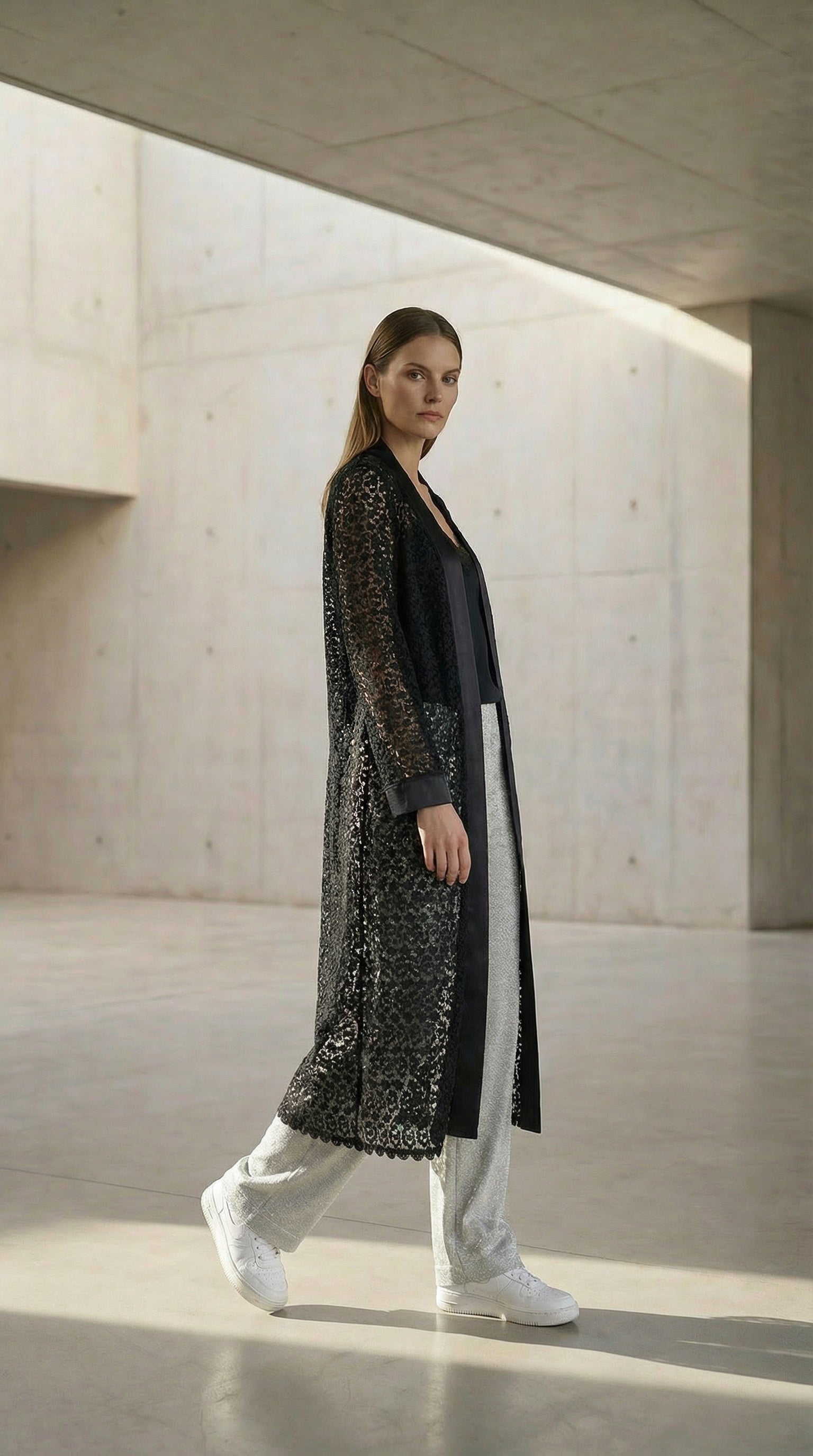 Lace Kimono with Satin Details