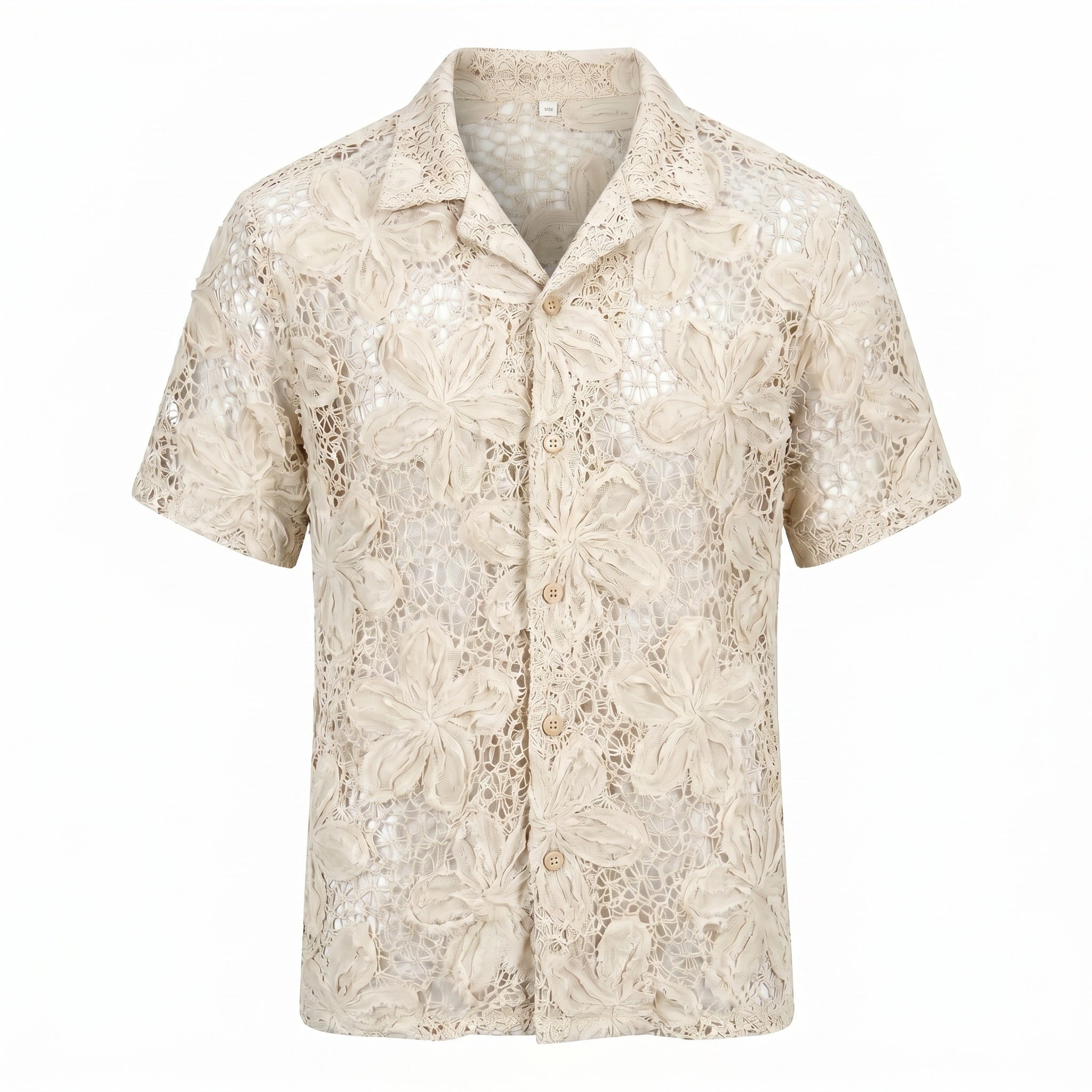 Floral lace camp shirt