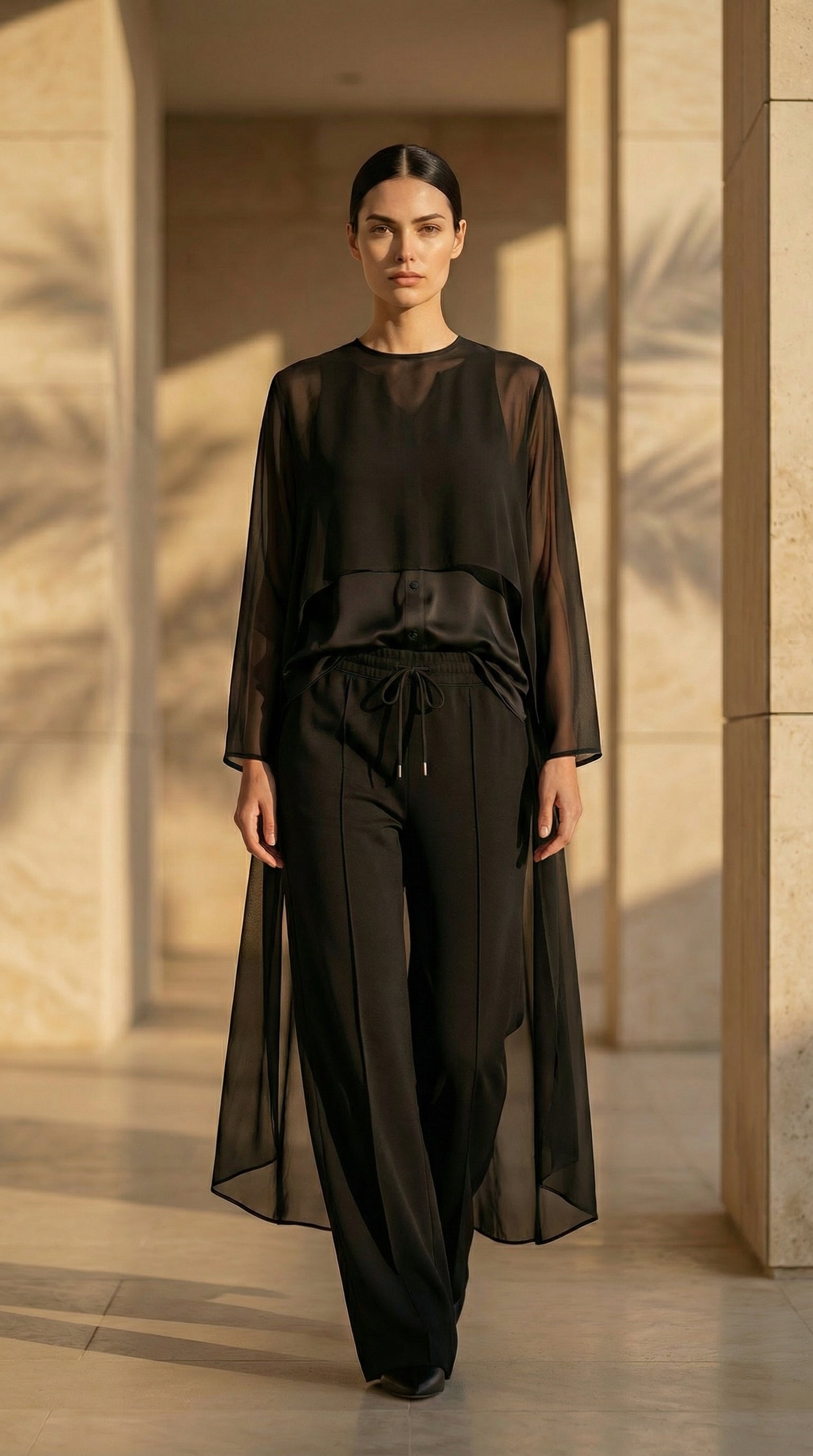 Chiffon Layered Drape – Black