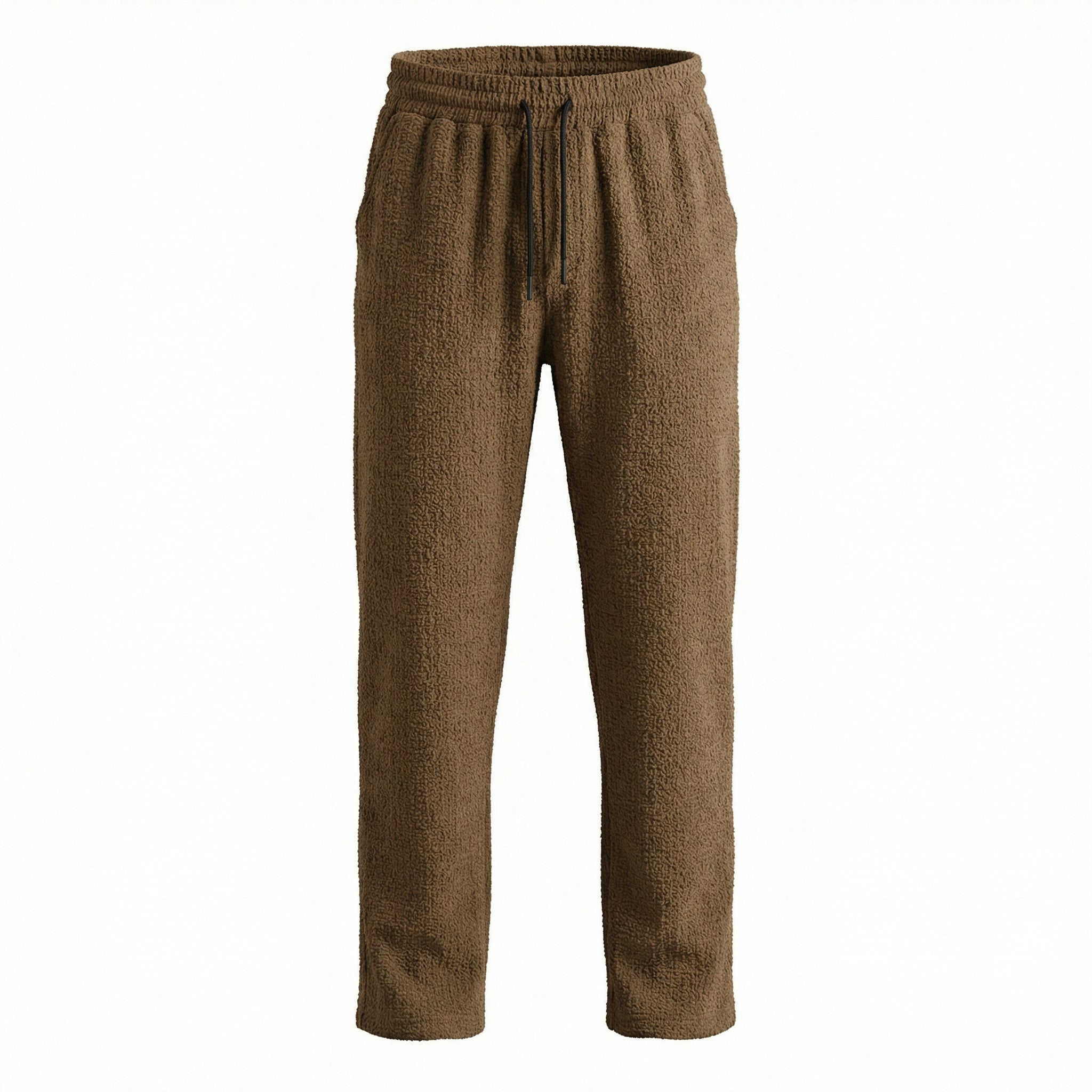 Brown Textured Crepe Pants