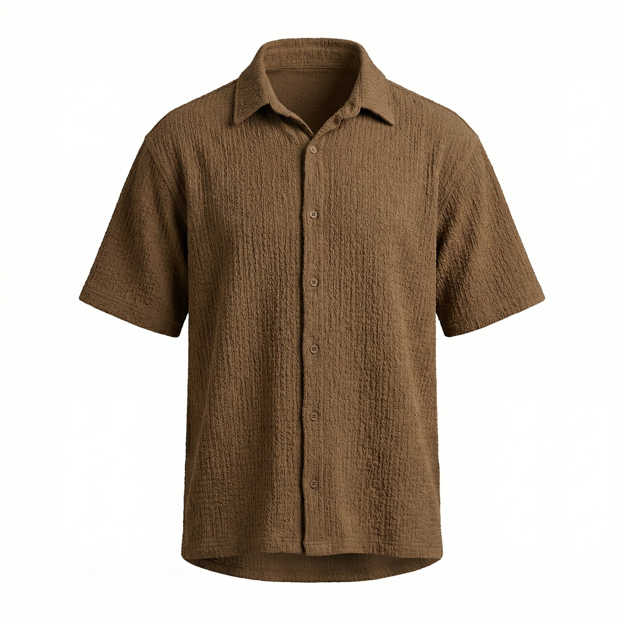 Brown Textured Crepe Shirt
