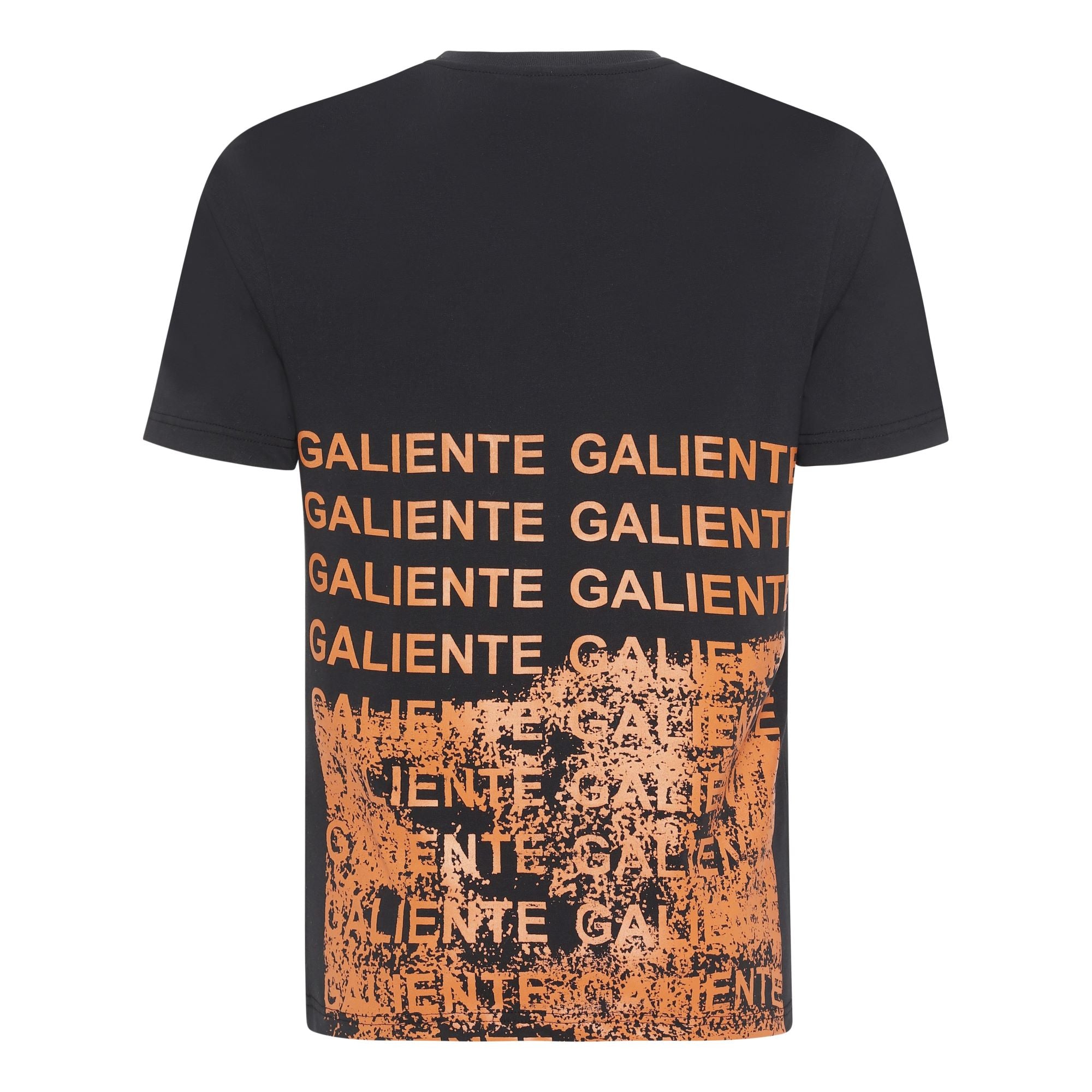 Black T-shirt with orange print