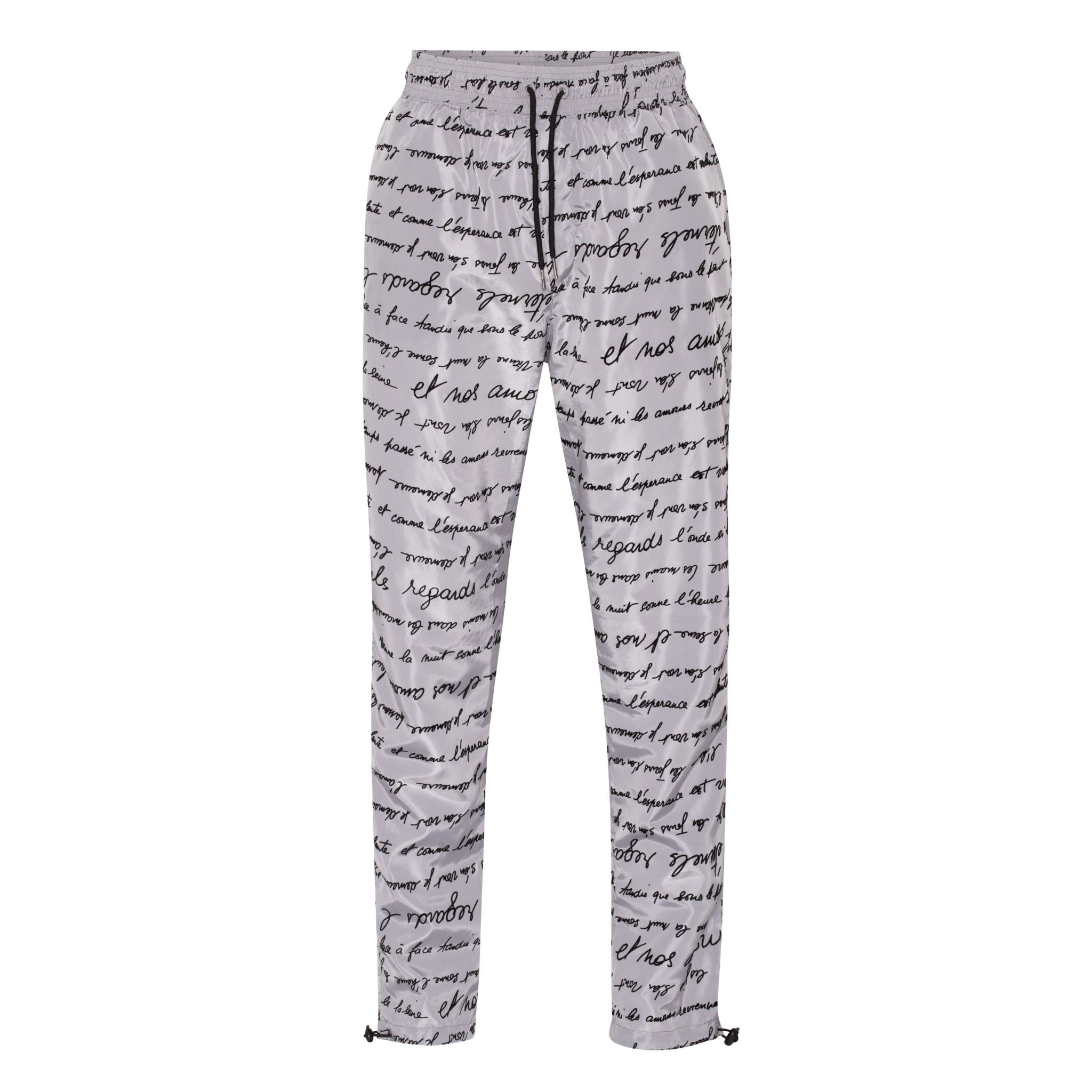 Gray waterproof pants with print