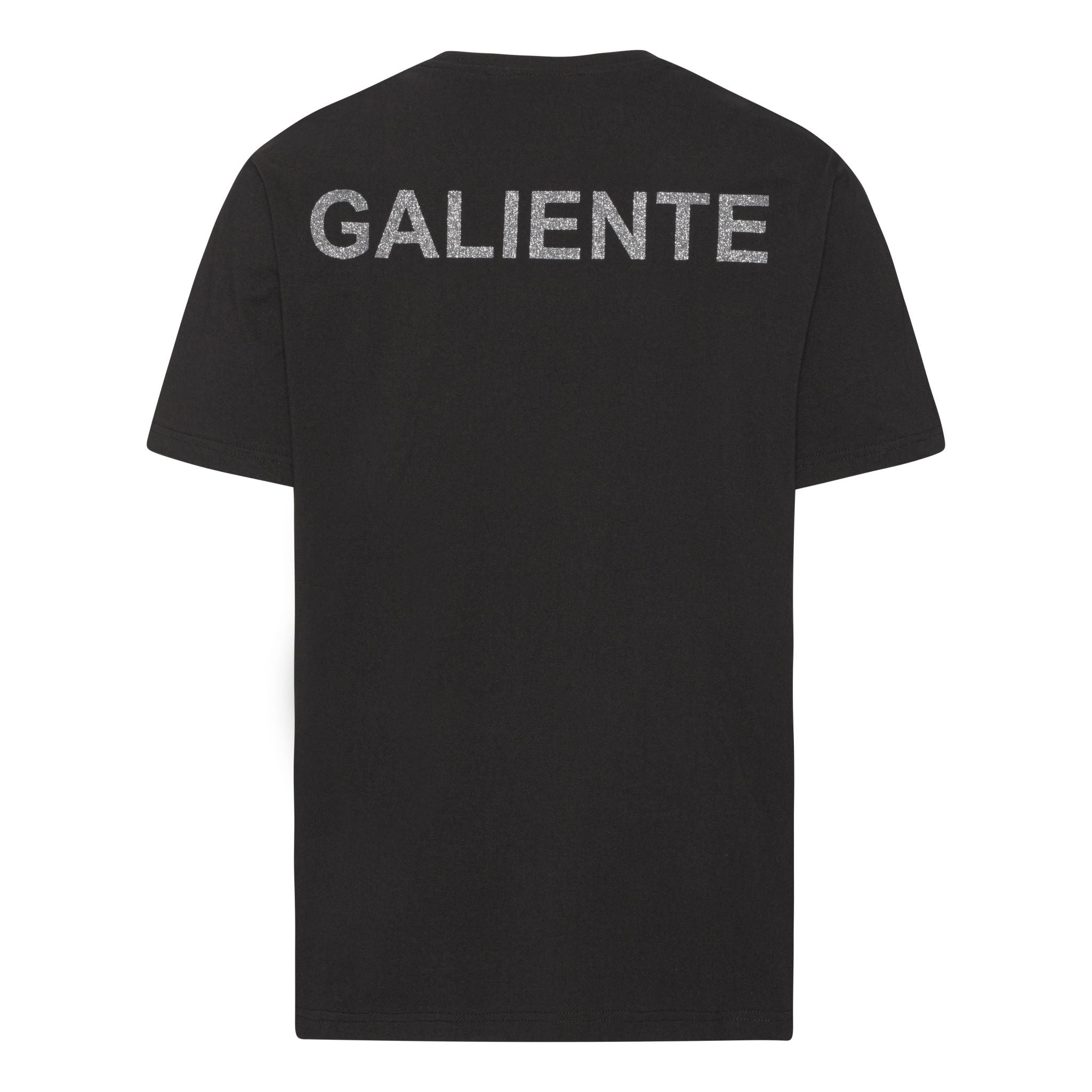 Oversize sort T-shirt med glitter logo print