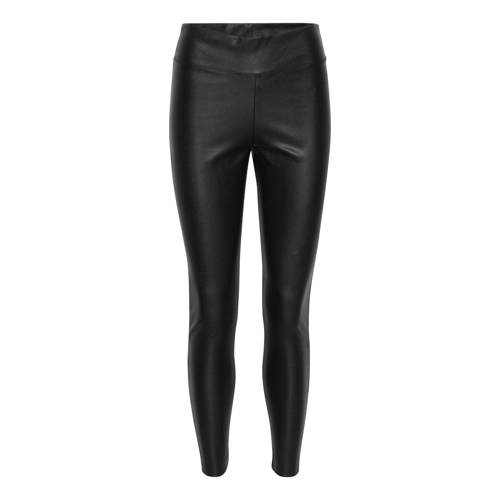Black patterned leather pants