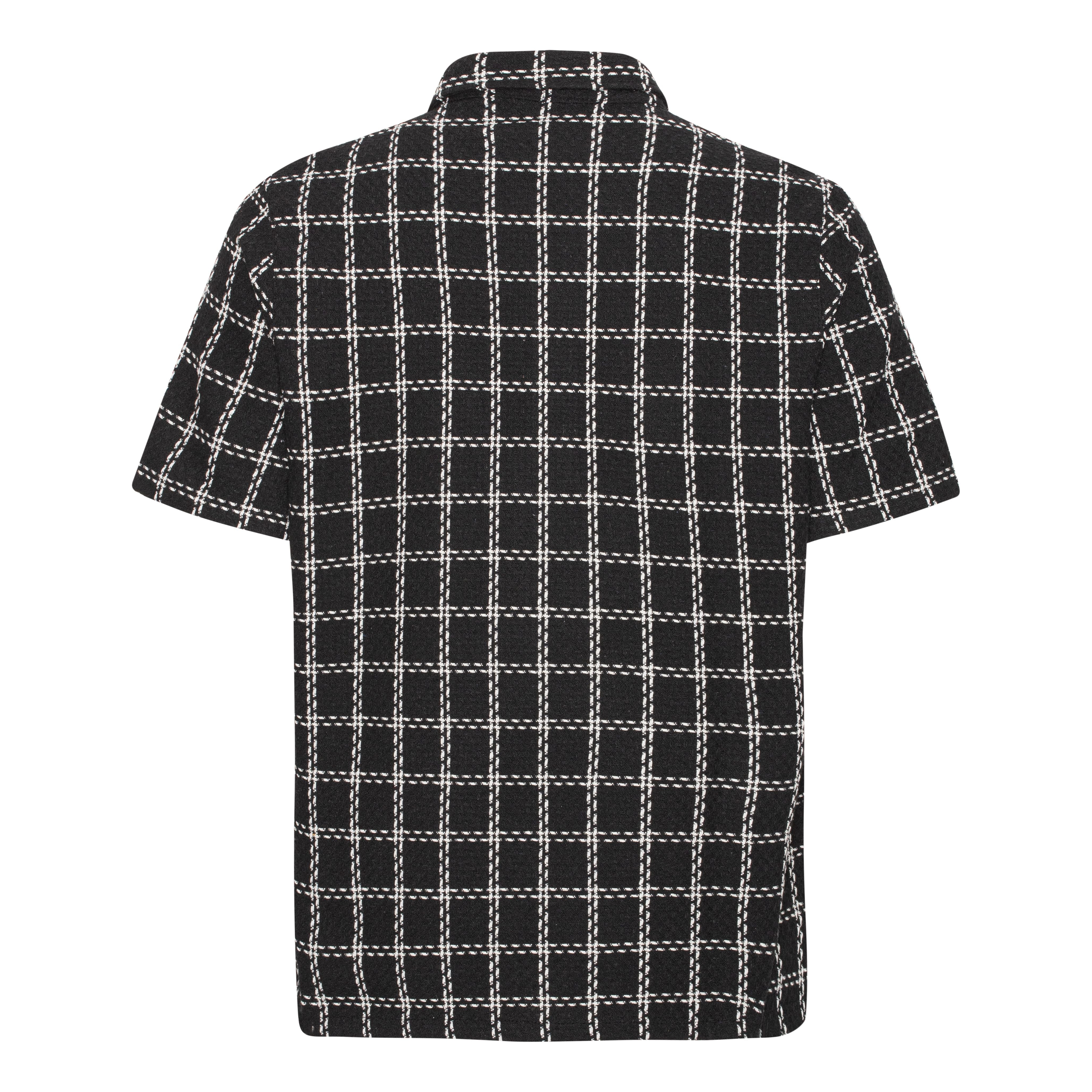 Black short-sleeved checkered shirt