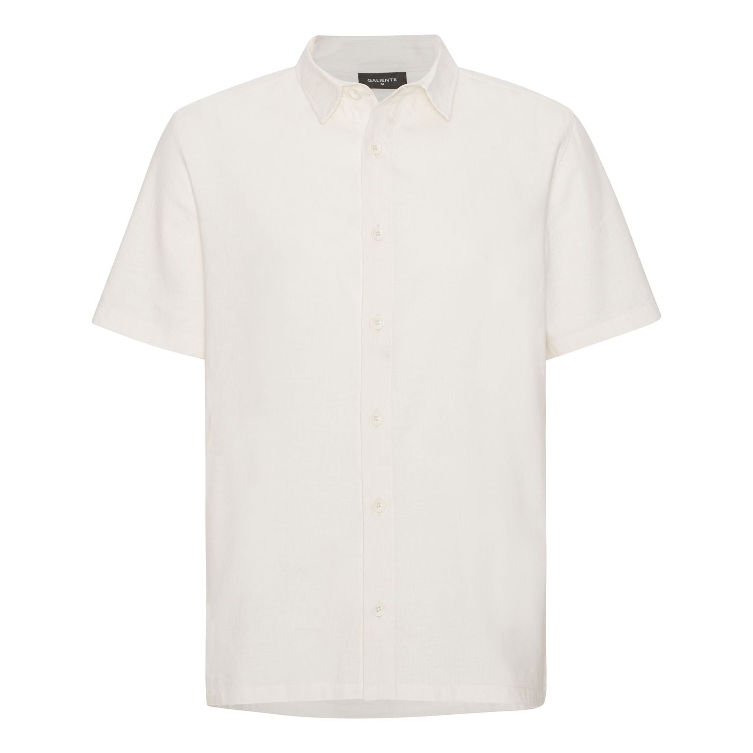 Off-white short-sleeved linen shirt