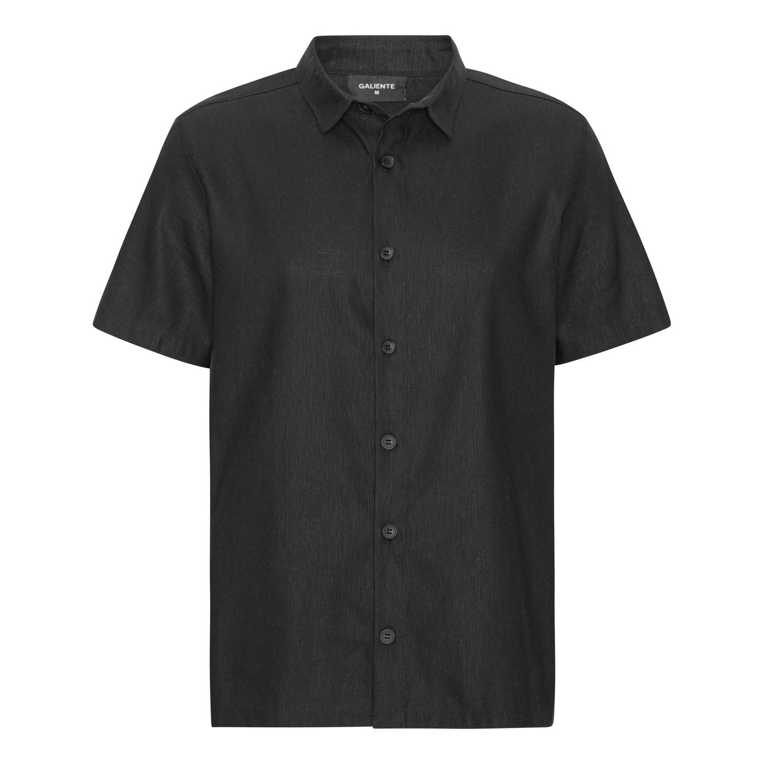 Short-sleeved black linen shirt